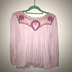 Free People Long Sleeve Embroidered Shirt XS